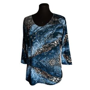 Valentina Bling Rhinestone Leopard print Top